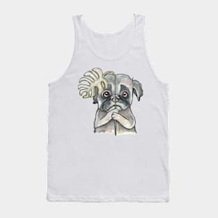 Dog with monstera leaf Tank Top